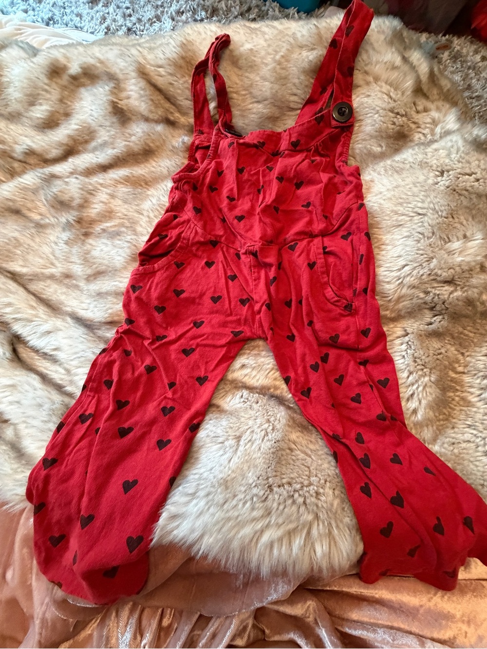 Red Heart-Print baby Jumpsuit Overalls 100% cotton